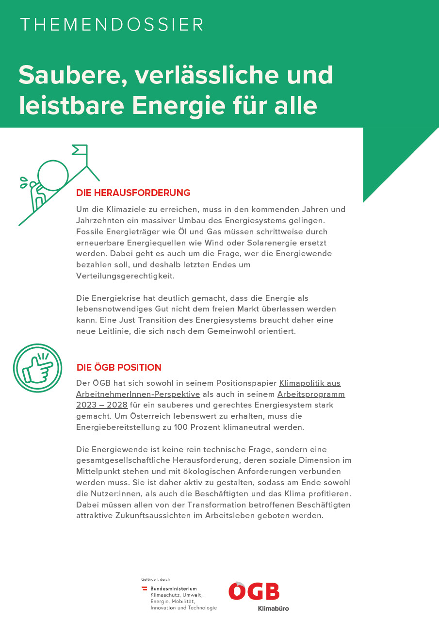 Saubere, verlässliche und leistbare Energie für alle